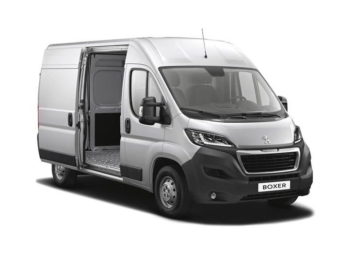 silver peugeot boxer van lease on white background
