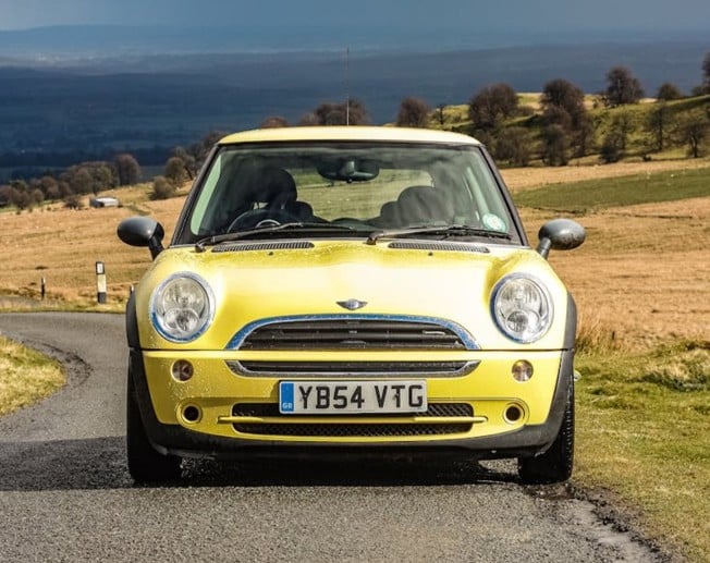 Yellow mini cooper