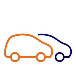 blue and orange car graphic