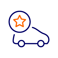 car with orange star graphic