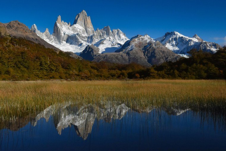 Patagonia with mountains and lake
