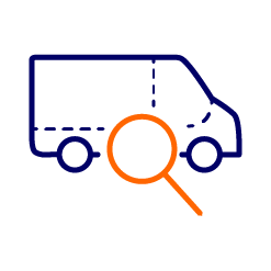 graphic of van with magnifying glass