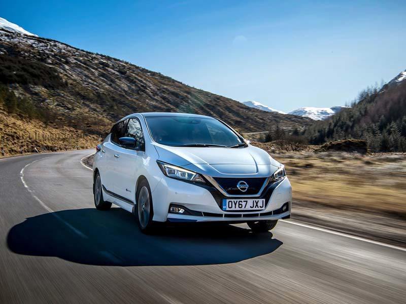 Nissan Leaf on a mountain road