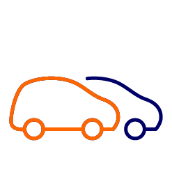 Cartoon outline of two cars overlapping
