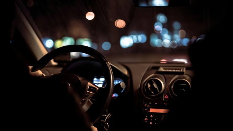 Person driving in the dark