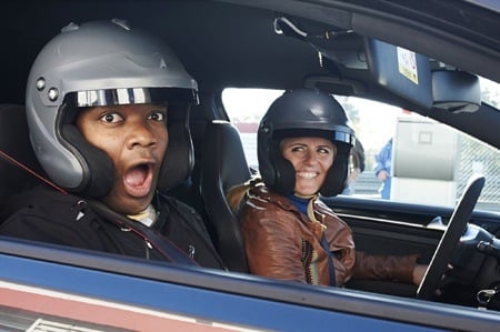 BBC Top Gear Rory Reid drives with Sabine Schmitz