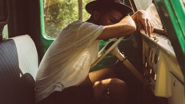 Exhausted man at the wheel Exhausted man at the wheel