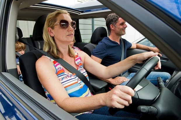 Family in Car on Way to Holiday Family in Car on Way to Holiday