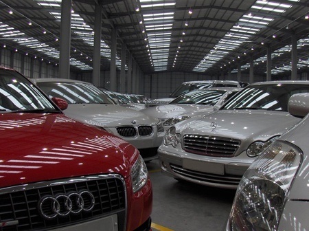 New Cars in Dealer Forecourt New Cars in Dealer Forecourt