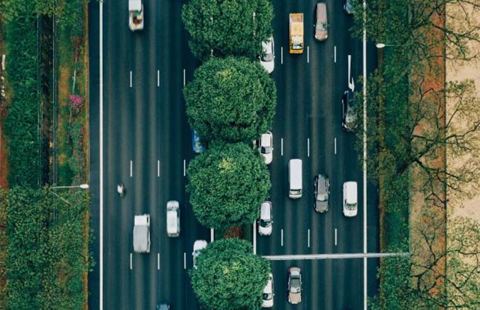 Overhead view of a motorway