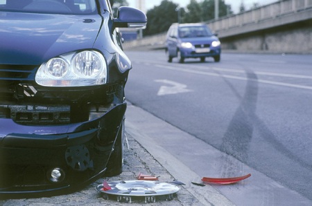 Resulting damage from a car collision Resulting damage from a car collision