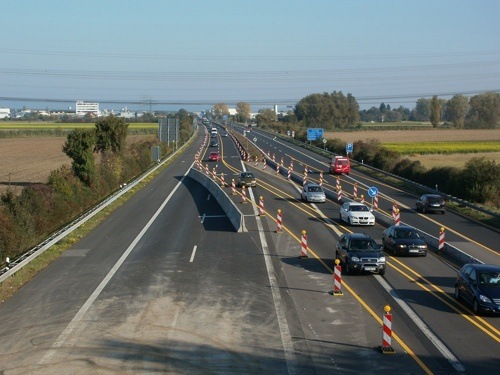 Roadworks on an autobahn in Germany