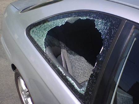 Smashed Window in a car Smashed Window in a car