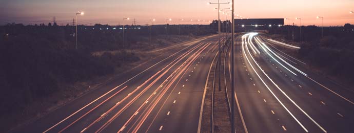 uk motorway at dusk