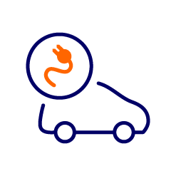 A graphic showing an electric car with cable