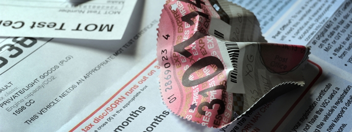 car road tax disc and documents