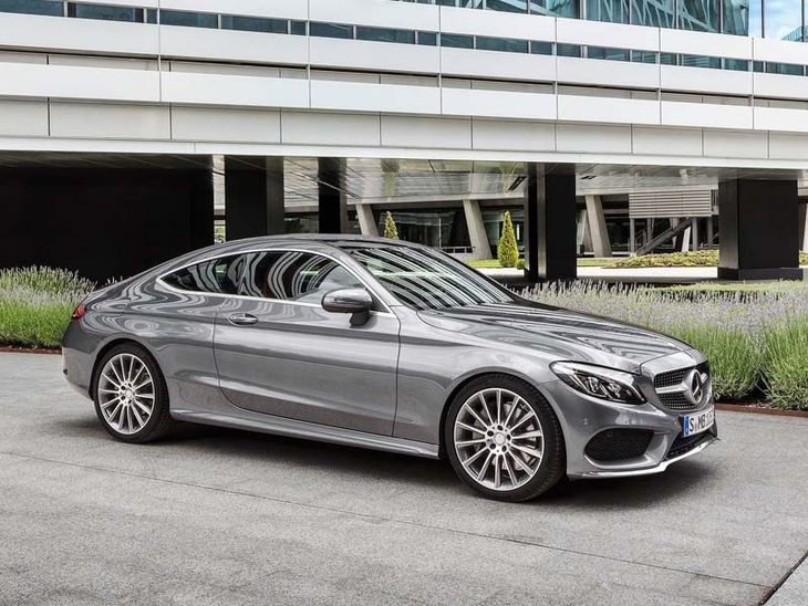 The Side of A Mercedes Benz C-Class Coupe in Silver 