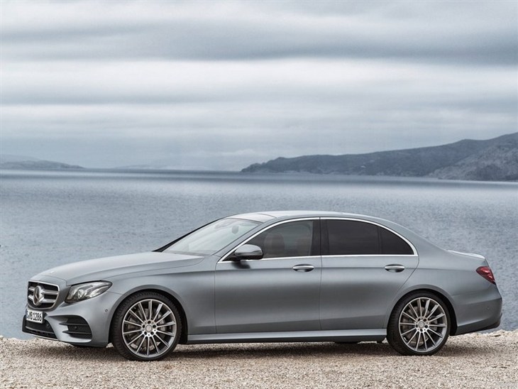 The Side of a Mercedes Benz E Class Saloon in Silver 