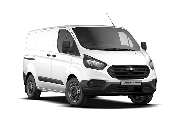 white ford transit custom entry L1 van on white background available to lease