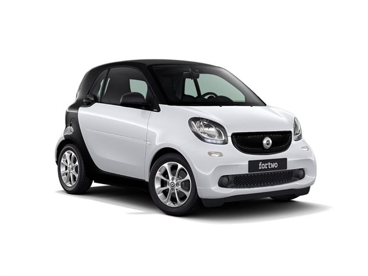 white smart fortwo passion car lease on white background