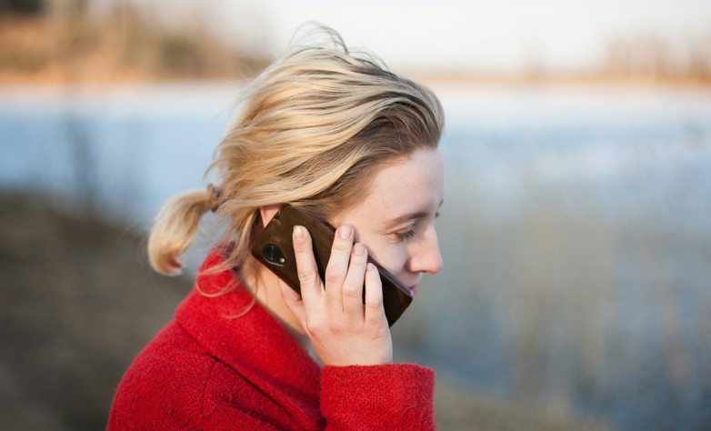 woman taking a phone call