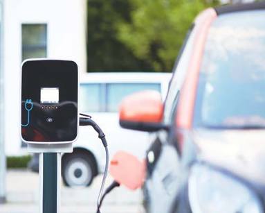 close up of electric car charger