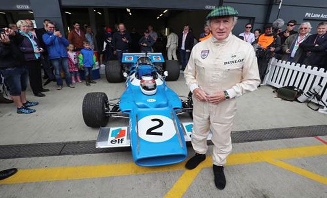 Sir Jackie Stewart, a former Formula One driver, at the stone Classic event.