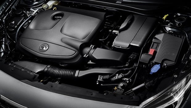 The engine bay of an Infiniti Q30