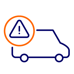 van with warning triangle