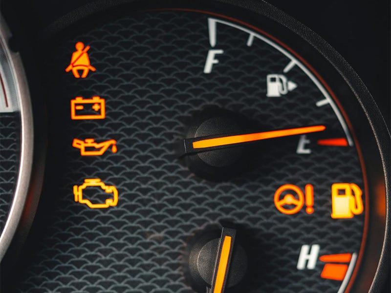Warning lights on a car information display