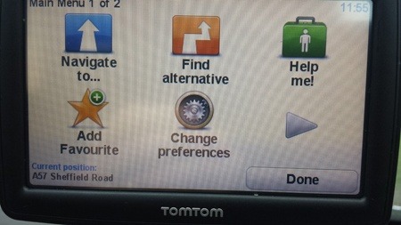 Sat Nav menu