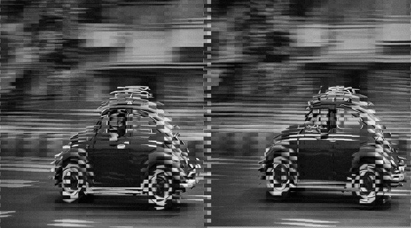 Volkswagen Beetle black and white