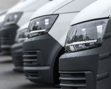 close up of van headlights