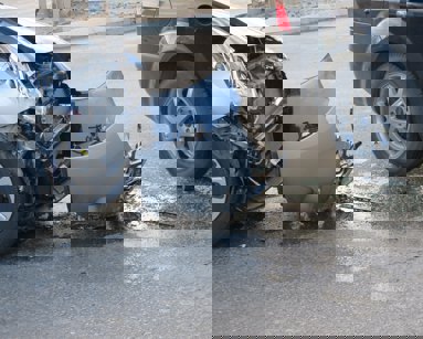 close up of car damaged in accident