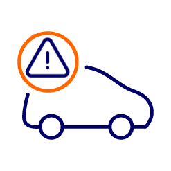 car with warning symbol