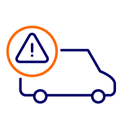 van with warning triangle