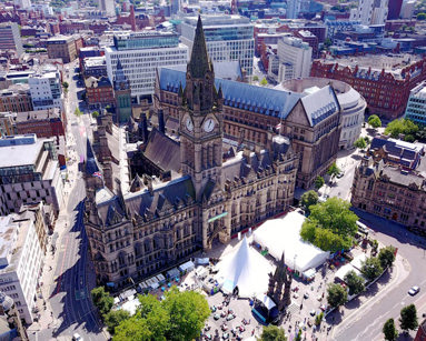 Manchester town hall on a summers day