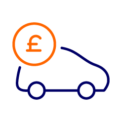 Cartoon car outline with pound symbol