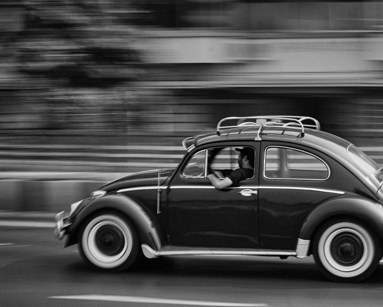 Volkswagen Beetle in black and while