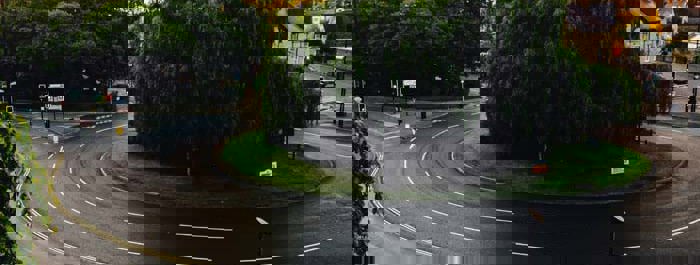 roundabout with trees in the middle