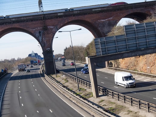 van driving on motorway in Manchester
