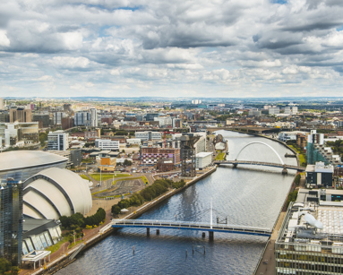 A view of Glasgow, Scotland, from above