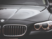 Close up of a front end of a BMW saloon car