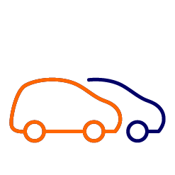 blue and orange car graphic