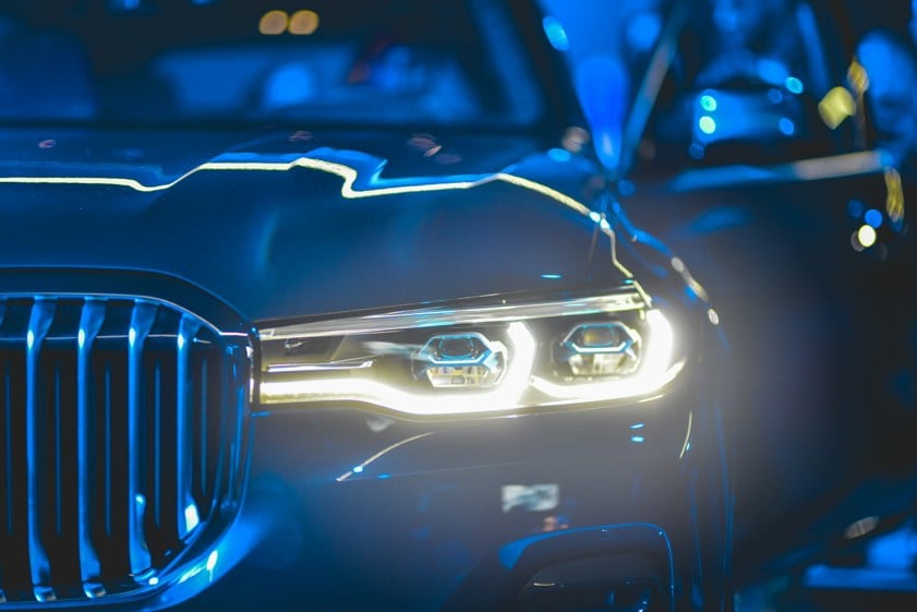close up of BMW modern headlights