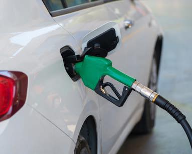 Petrol pump in a white car