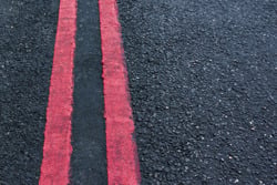 double red lines on road
