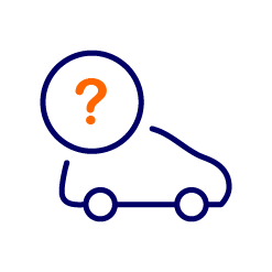 Cartoon car outline with question mark