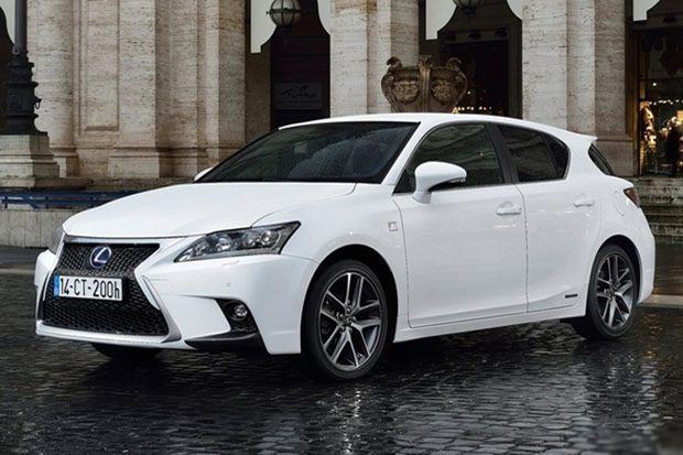 The front of a White Lexus CT