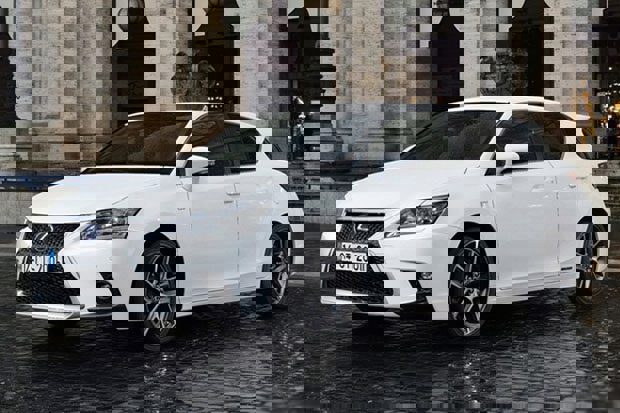 The front of a White Lexus CT